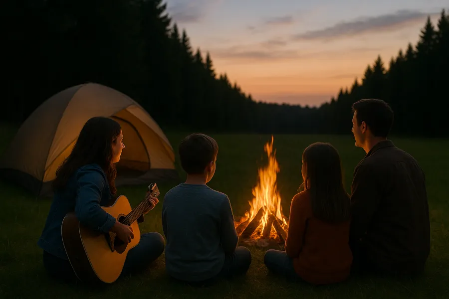 Lagerfeuerabend im Wald (Foto: Simone Wanner KI generiert) Lagerfeuerabend im Wald (Foto: Simone Wanner KI generiert)